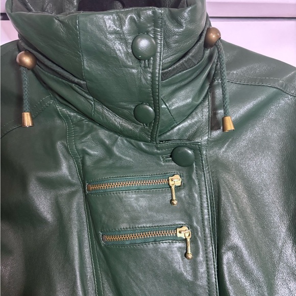 Small Green Vintage leather Jacket (womans) - Picture 6 of 7